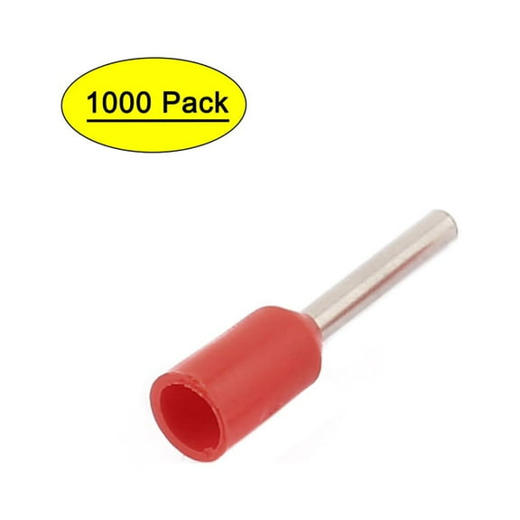 1000 Pcs Red AWG 22 Wire Copper Crimp Insulated Pin End Ferrules Terminal VE0508
