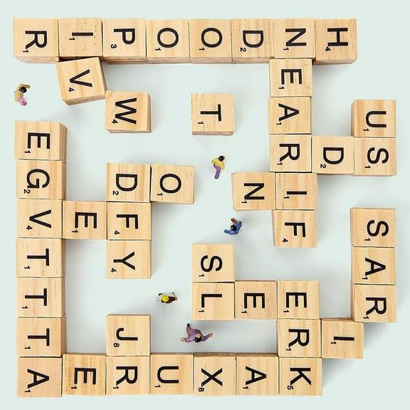 1000 Pcs Scrabble Tiles, Wooden Letter Tiles, A-Z Capital Letters for Crafts, Spelling,Scrabble Crossword Game
