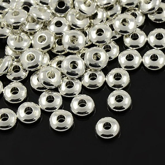 1000 Pcs Silver Brass Flat Round Smooth Spacer Beads Rondelle Loose Bead Spacers for DIY Jewelry Making Findings 1000pcs