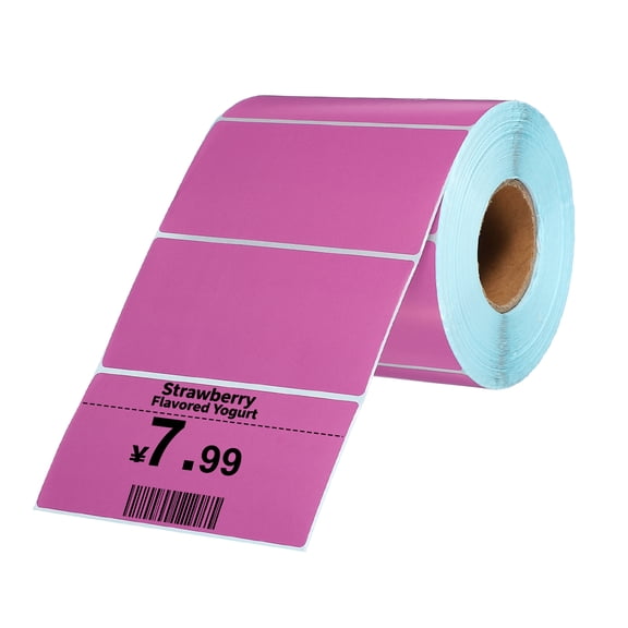 Uxcell 1000Pcs Thermal Labels 2x3.94" Thermal Printer Labels Stickers Self Adhesive Tags Rectangle Paper Roll Small for Printer Shipping Label Mailing UPS Barcode Address Purple