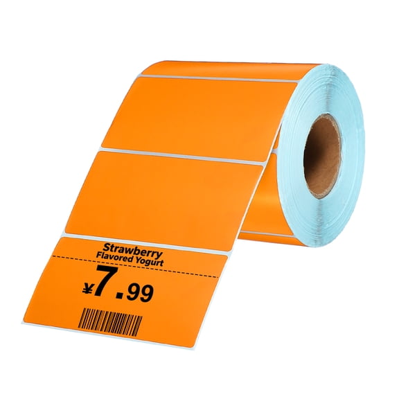 Uxcell 1000Pcs Thermal Labels 2x3.94" Thermal Printer Labels Stickers Self Adhesive Tags Rectangle Paper Roll Small for Printer Shipping Label Mailing UPS Barcode Address Orange