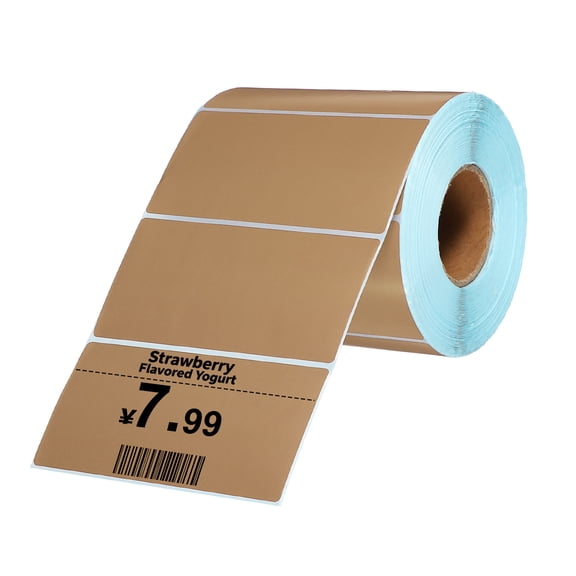 Uxcell 1000Pcs Thermal Labels 2x3.94" Thermal Printer Labels Stickers Self Adhesive Tags Rectangle Paper Roll Small for Printer Shipping Label Mailing UPS Barcode Address Brown