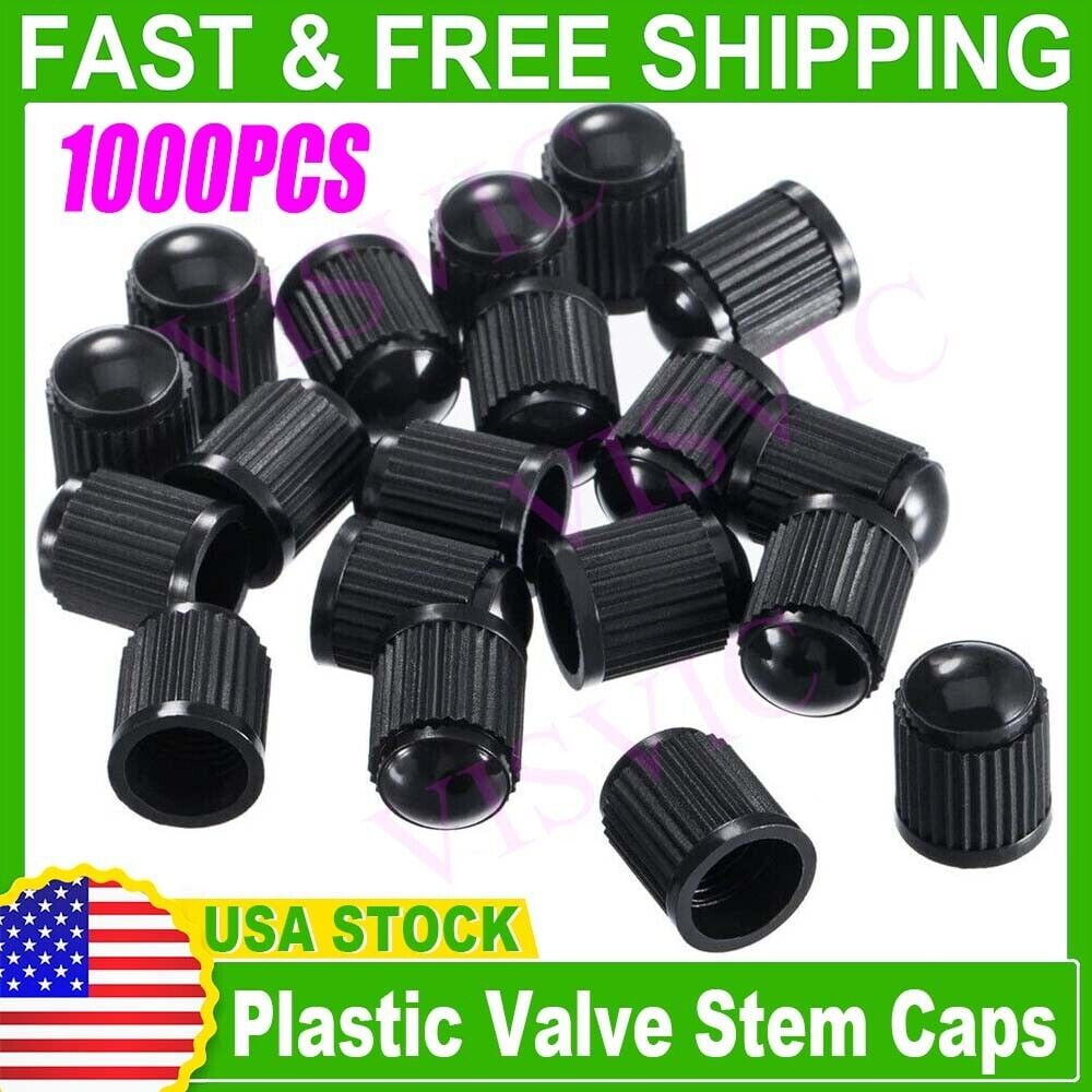 1000 Pcs Universal Black Plastic Car Motor Tire Valve Stem Caps HOT