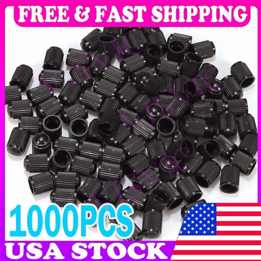 1000 Pcs Universal Black Plastic Car Motor Tire Valve Stem Caps US STOCK