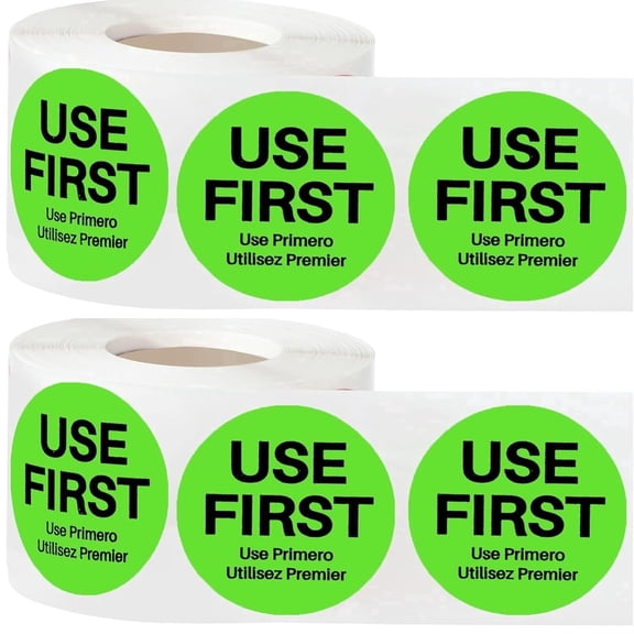1000 Pcs Use First Stickers Food Service 1.5 Inch Inventory Control Labels for Restaurant Permanent Adhesive Food Circle Dot Label Paper(Green)
