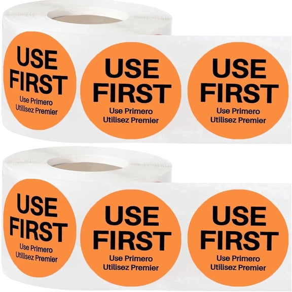 1000 Pcs Use First Stickers Food Service 1.5 Inch Inventory Control Labels for Restaurant Permanent Adhesive Food Circle Dot Label Paper(Orange)