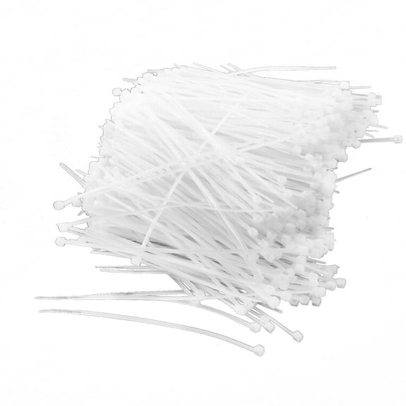 1000 Pcs White Cable Fasten Tie 75mm x 2mm for Computer Wiring