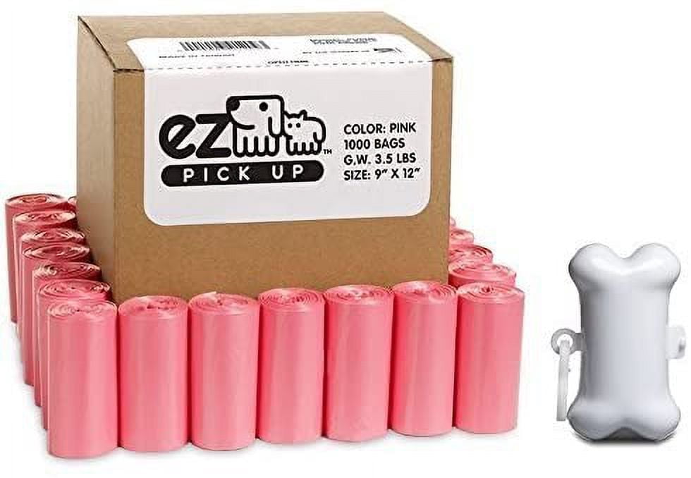 1000 Pet Waste Disposal Poop Bags with Dispenser Pick Up Bags Pink