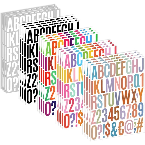 1000 Piece 20 Sheet Letter Sticker, 2 Inch Large Alphabet Stickers, Self Adhesive Vinyl Letter Stickers, Waterproof Alphabet & Number Sticker for Mailbox, Window, House Number Sign, Address Number