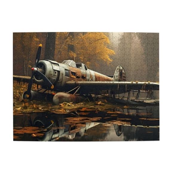 1000 Piece Abandoned WWII Plane Jigsaw Puzzle For Adults – Captivating Autumn Forest Reflection Artwork, Challenging Wooden Game, Relaxing Brain Exercise & Ideal Gift
