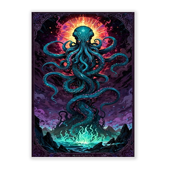 1000-Piece Adult Wood Jigsaw Puzzle, Cthulhu Cosmic Horror Sea Monster Art, High-Difficulty, Stress-Relieving, Home Wall Decor, Eco-Friendly, 29.5x19.7in