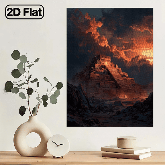 1000 - Piece Ancient Pyramid Sunset Jigsaw Puzzle, Made of Cardboard, Ideal for Best Friends as a Holiday Gift, Featuring Stepped Pyramid Dramatic Sky. 29.4*19.6in