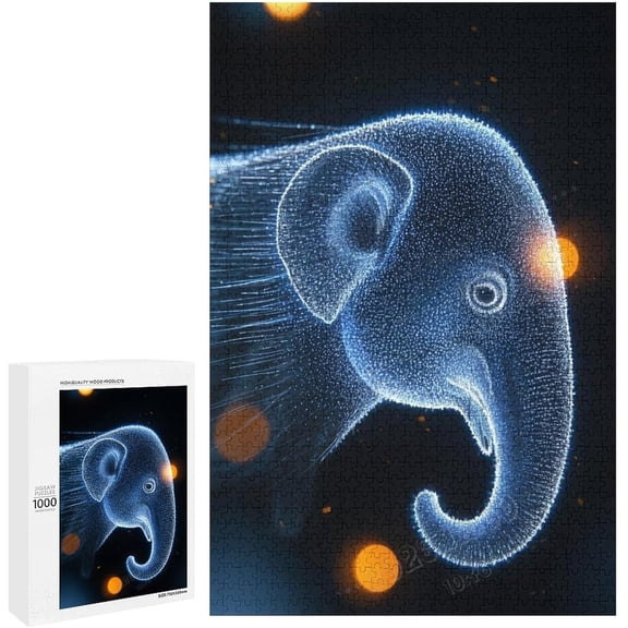 1000 Piece Elephant with Black Background Puzzle for Adults, 20"x30" – Fun Game for Men Women, Intellectual Jigsaw