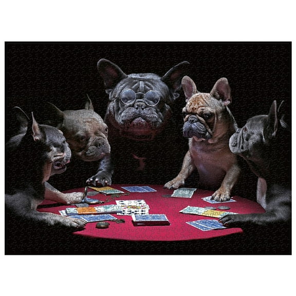 1000 Piece French Bulldog Poker Game Jigsaw Puzzle For Adults And Teens Large Size Educational Family Activity