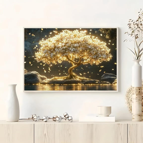 1000 Piece Golden Tree of Life Puzzle| 27.56x 19.69inch , Thick Interlocking Puzzle Pieces, Perfect Home Decoration Gift, Suitable for Adults and Teens, Party Activities