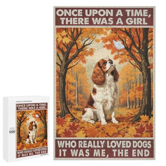 1000 Piece Jigsaw Puzzle for Adults Cavalier King Charles Spaniel Dog with Autumn Leaves | Perfect Puzzle for Nature and Dog Lovers | Completed Puzzle Size: 30" x 20"