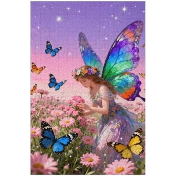 1000 Piece Jigsaw Puzzle for Adults - Enchanted Flower Fairy with Butterflies in Blossom Field | Calming Nature-Inspired Puzzle for Health & Relaxation (Finished Size: 21.25" x 20")