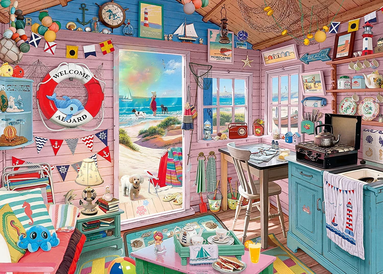 1000 Piece Jigsaw Puzzle for Adults Ravensburger My Beach Hut, My Haven Wooden Puzzles/Decompression Puzzles/Adult Puzzles,Valentines Day Gifts/Commemorative Gifts,Educational Toys
