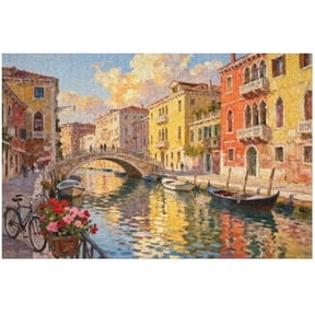 1000 Piece Jigsaw Puzzle, Bicycle Adventure Educational Scene, Recycled Cardboard, Fun Family Game Puzzle for Ages 8-12, 30" x 20"