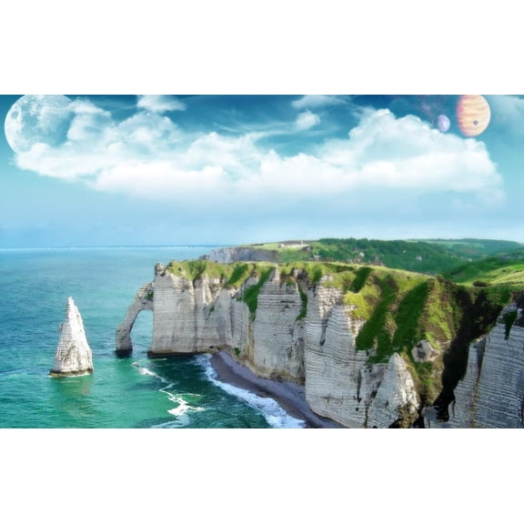 Jigsaw Puzzle for Adults, Cliffs of Moher Ireland Coastal Travel Landscape, 1000 Piece Wooden Puzzle, Panoramic Natural Wonder Art for Challenging Home Activity