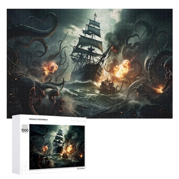 1000 Piece Jigsaw Puzzle Pirate Ship Jigsaw For Active Thinking Party Entertainment,Challenging And Stimulating Puzzle Game,Funny Gifts