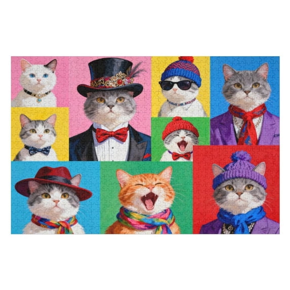 1000 Piece Jigsaw Puzzle for Sisters– Different Cat Breeds Educational Puzzle, Animal Learning Creative Kit for Sisters, Fun Family Brain Game Gift for Men Women Seniors Adults 30x20 in