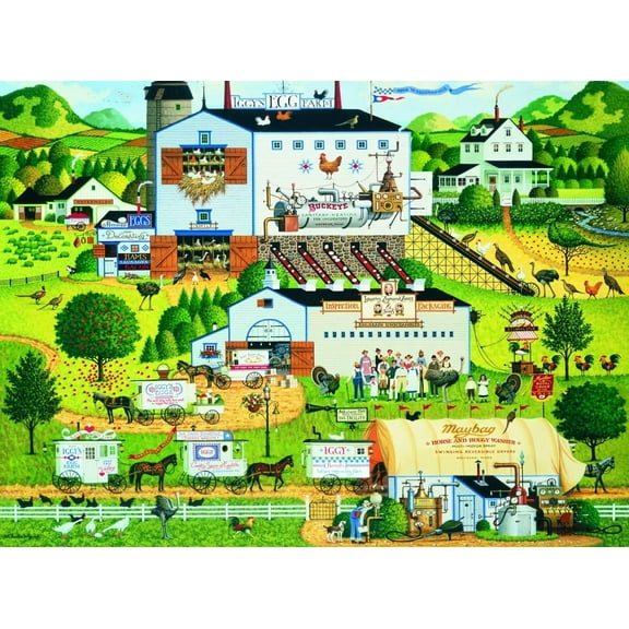 1000 Piece Jigsaw Puzzle for Adults Charles-Wysocki,Sunny Side Up - Family Landscape, Outdoor Games,Modern Art, Artistic Pictures