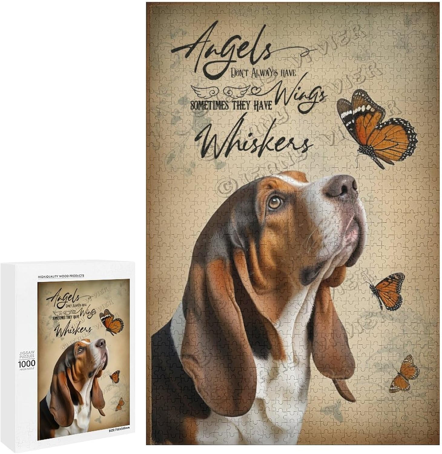 1000 Piece Jigsaw Puzzle for Adults - Wood Puzzles - Basset Hound Dog ...