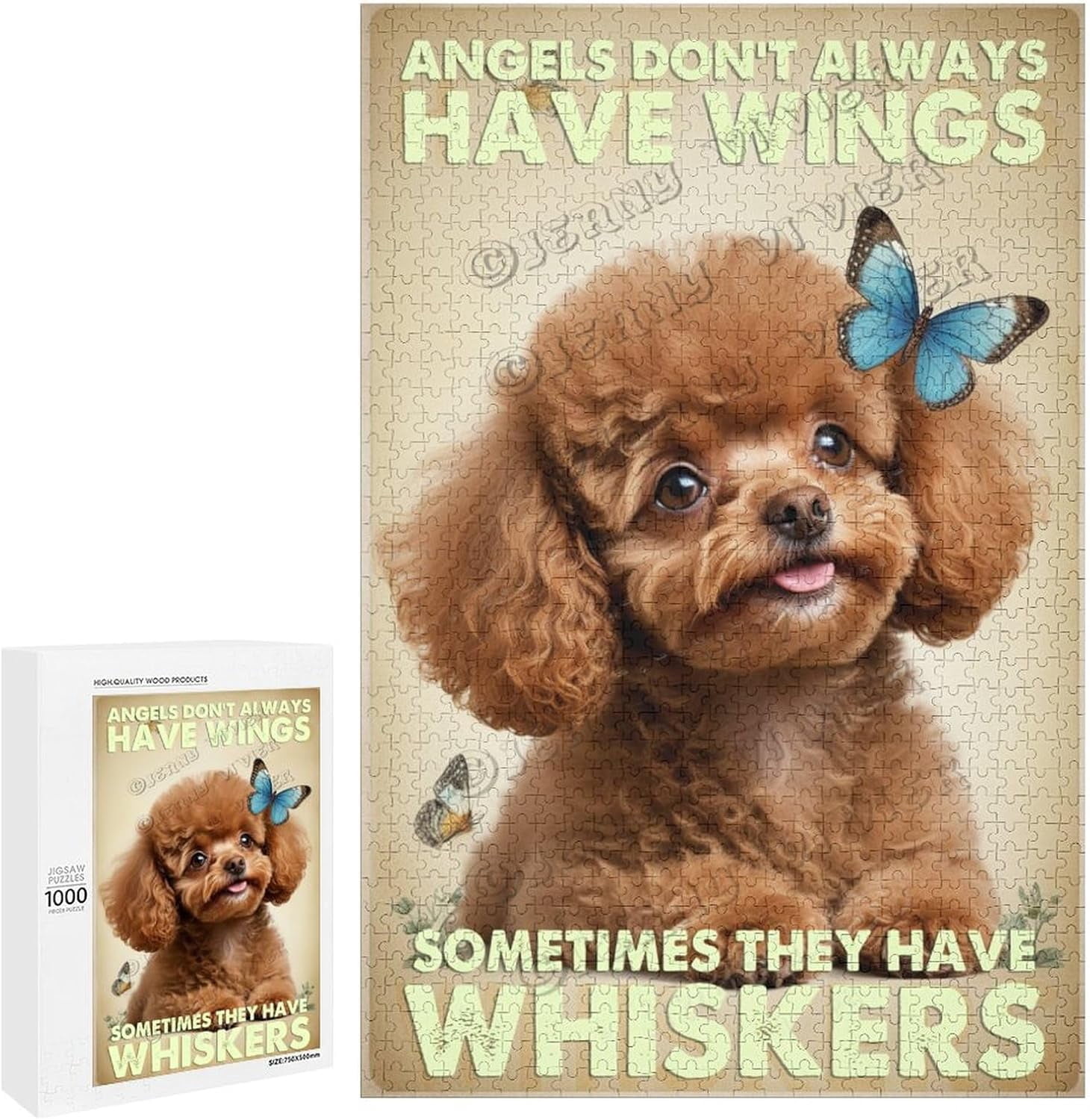 1000 Piece Jigsaw Puzzle for Adults - Wood Puzzles - Brown Kit Poodle ...