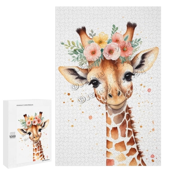 1000 Piece Jigsaw Puzzle for Adults - Wood Puzzles - Cute Giraffe Theme Pieces for Endless Enjoyment