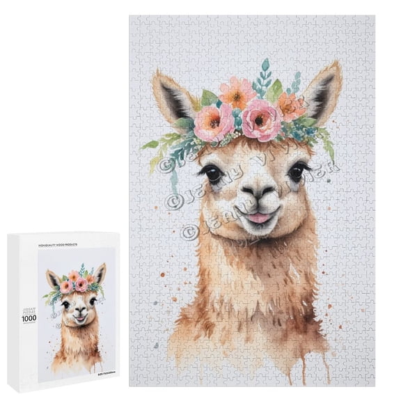 1000 Piece Jigsaw Puzzle for Adults - Wood Puzzles - Cute Llama Theme - Ideal for Quality Time Together