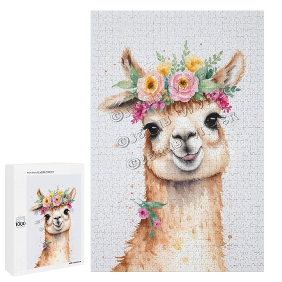 1000 Piece Jigsaw Puzzle for Adults - Wood Puzzles - Cute Llama Theme - Perfect for Relaxation and Fun