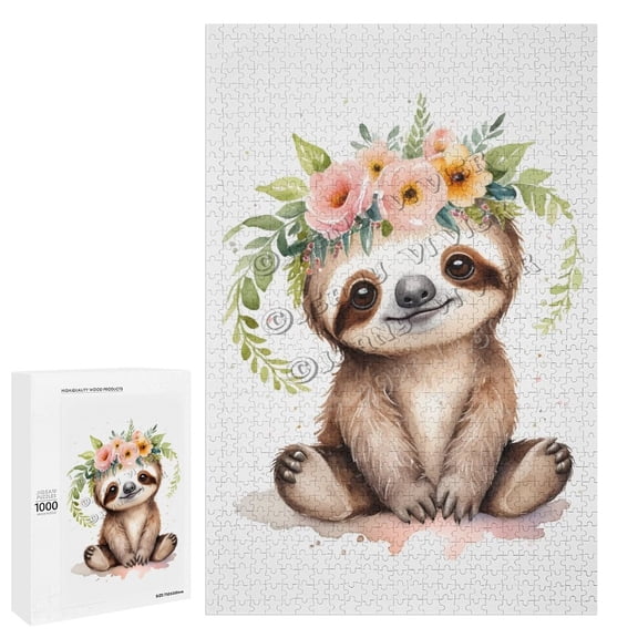 1000 Piece Jigsaw Puzzle for Adults - Wood Puzzles - Funny Sloth Theme - Ideal for Quality Time Together