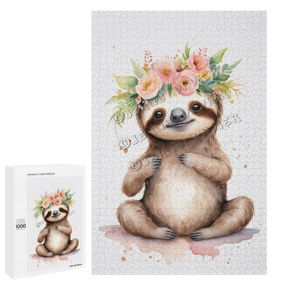 1000 Piece Jigsaw Puzzle for Adults - Wood Puzzles - Funny Sloth Theme - Perfect for Relaxation and Fun