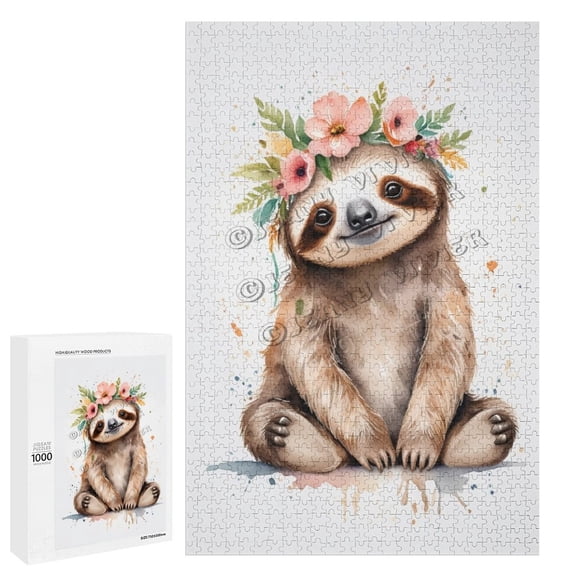 1000 Piece Jigsaw Puzzle for Adults - Wood Puzzles - Funny Sloth Theme Pieces for Endless Enjoyment