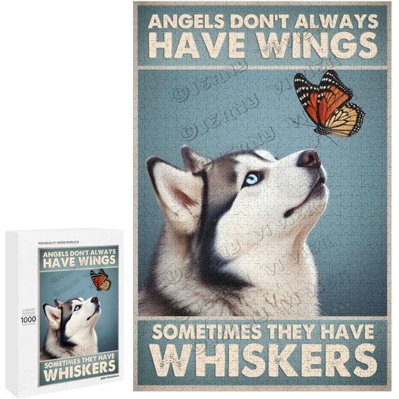 1000 Piece Jigsaw Puzzle for Adults - Wood Puzzles - Husky Dog - Fun and Engaging Puzzle for Dog Lovers - Perfect for Family Game Night,Customized