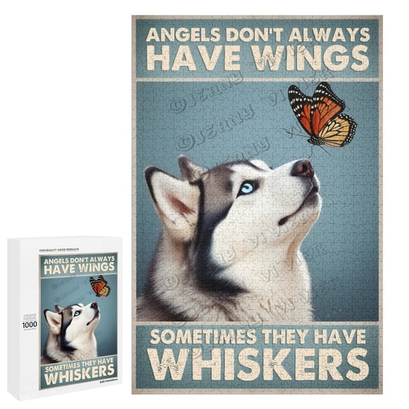 1000 Piece Jigsaw Puzzle for Adults - Wood Puzzles - Husky Dog - Fun and Engaging Puzzle for Dog Lovers - Perfect for Family Game Night