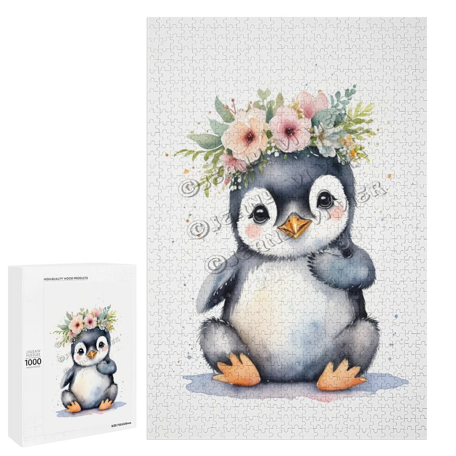 1000 Piece Jigsaw Puzzle for Adults - Wood Puzzles - Penguin Theme ...