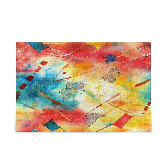1000-Piece Jigsaw Puzzle for Brain Teasing Fun & Perfect Wall Art for Adults Ages 15+ Colorful Squares Abstract Watercolor Painting
