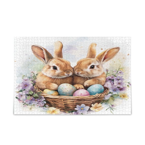 1000-Piece Jigsaw Puzzle for Brain Teasing Fun & Perfect Wall Art for Adults Ages 15+ Two Bunnies