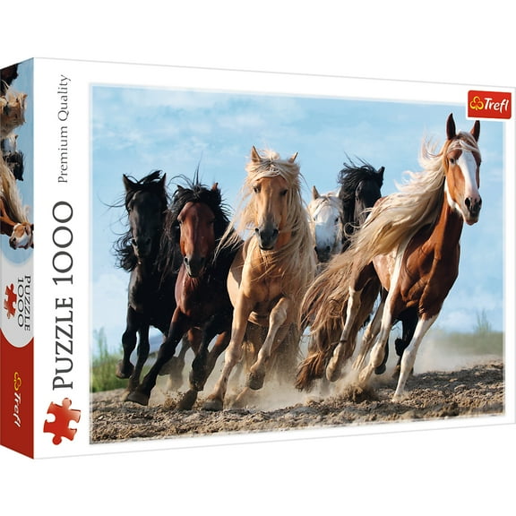 1000 Piece Jigsaw Puzzles, Galloping Horses, Wild Horse Puzzle, Animal Puzzle, Adult Puzzles, Trefl 10446