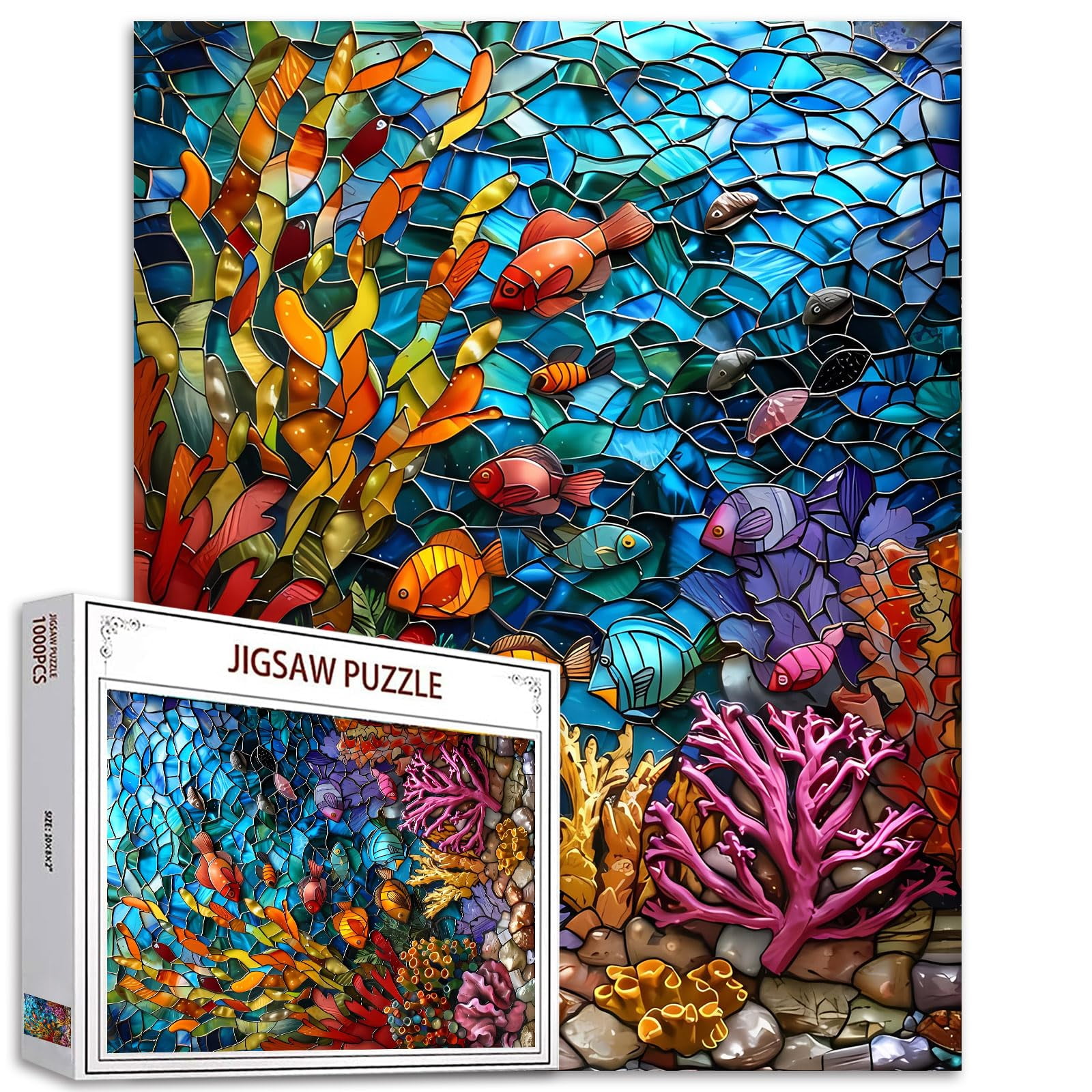 1000 Piece Jigsaw Puzzles MMF7 for Adults Stained Glass Painting Jigsaw