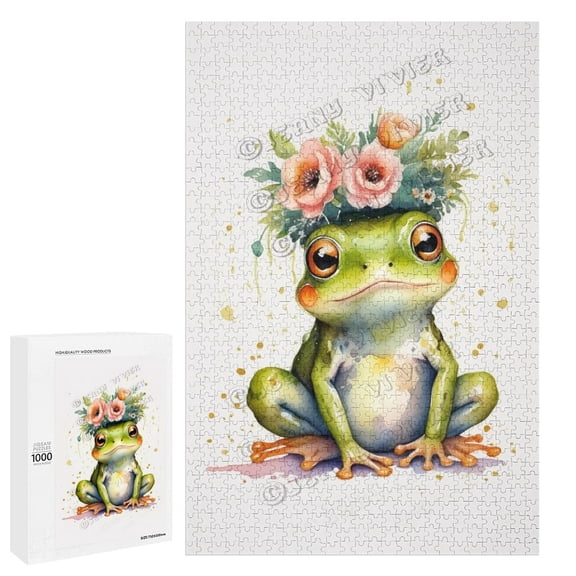 1000 Piece Jigsaw Puzzles for Adults - Wood Puzzles - Watercolor Frog Puzzles - Every Piece Fits Together Perfectly,20" x 30"