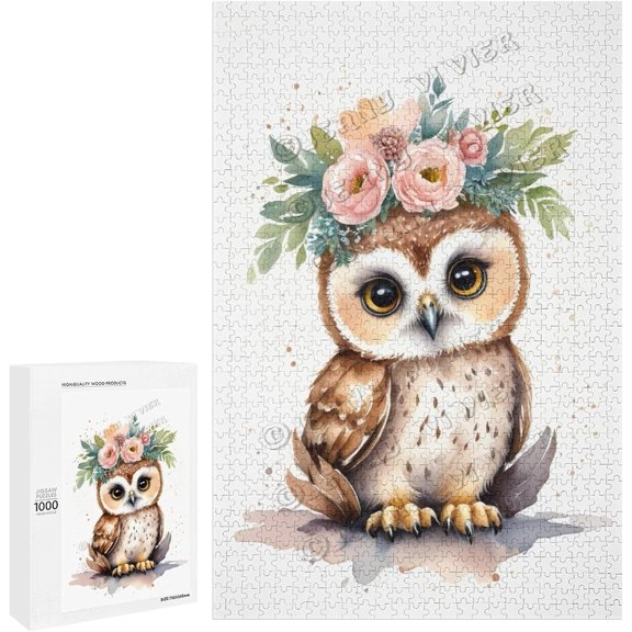 1000 Piece Jigsaw Puzzles for Adults - Wood Puzzles - Watercolor Owl Jigsaw Puzzles 1000 Pieces for Adults Gift Intellectual Game Creative Kits