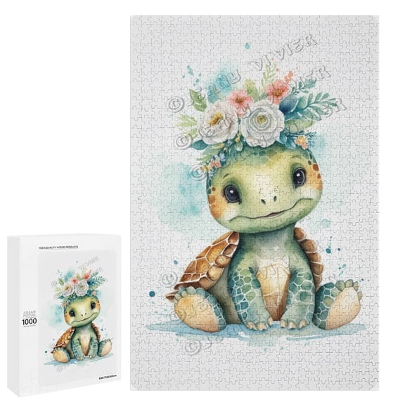 1000 Piece Jigsaw Puzzles for Adults - Wood Puzzles - Watercolor Sea Turtle Unique Difficult and Challenge Puzzle Game, Room Wall Decor (20" x 30")