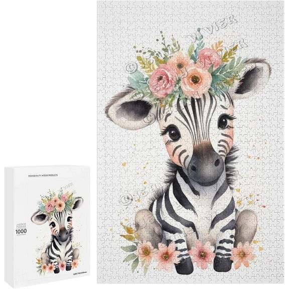 1000 Piece Jigsaw Puzzles for Adults - Wood Puzzles - Watercolor Zebra Jigsaw Puzzles 1000 Pieces for Adults Gift Intellectual Game Creative Kits
