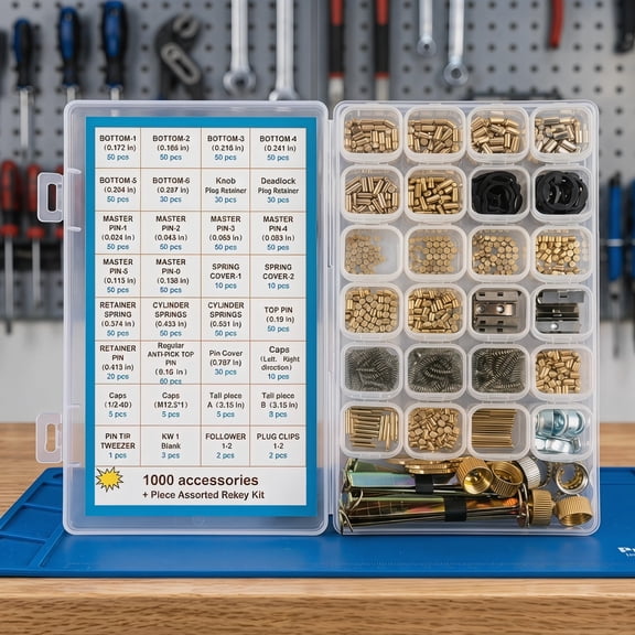 1000-Piece KW1 Rekey Kit for Kw-ikset Locks – Complete Lock Cylinder Pinning Set with Bottom Pins, Master Pins, Springs & 5 Service Tools – Door Lock Repair & Rekeying Solution