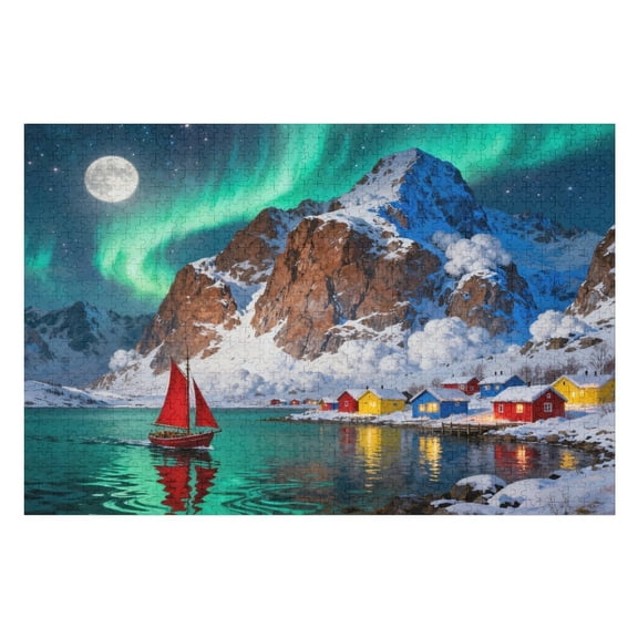 1000 Piece Large Piece Aurora Night Puzzle for Seniors Easy & Colorful Jigsaw, Dementia and Memory Activity, Relaxing Puzzle Gift for Elderly Adults, Fun Family Game Night, 30x20 in