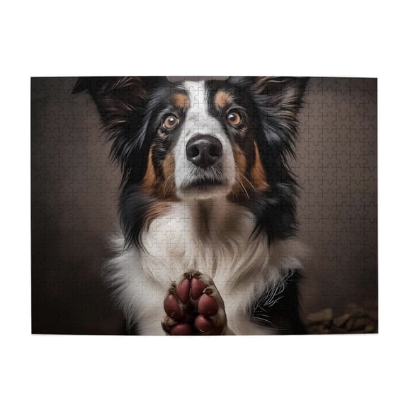 1000 Piece Loyal Border Collie Jigsaw Puzzle For Adults – Paw Up Design, Challenging & Relaxing Wooden Game, Brain Exercise, Great Gift & Home Decor