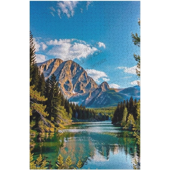 1000 Piece Mountains Waterfall Water Flow Creek Stream Landscape Abstract Photo Challenge Brain Game Adults 1000 Piece Puzzles Wooden Jigsaw Puzzles for Adults and Families